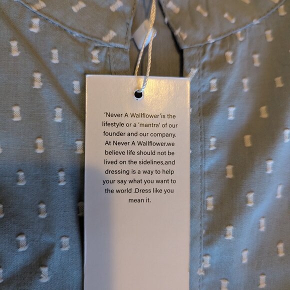 Never A Wallflower - Swiss Dot High Neck Puff Sleeve Minidress NWT - Size L - Picture 10 of 12